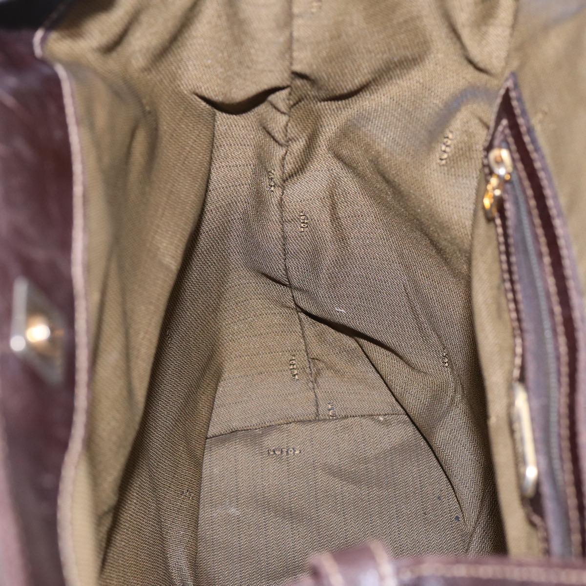 FENDI Zucca Canvas Hand Bag 2way Brown Black gold ar12498