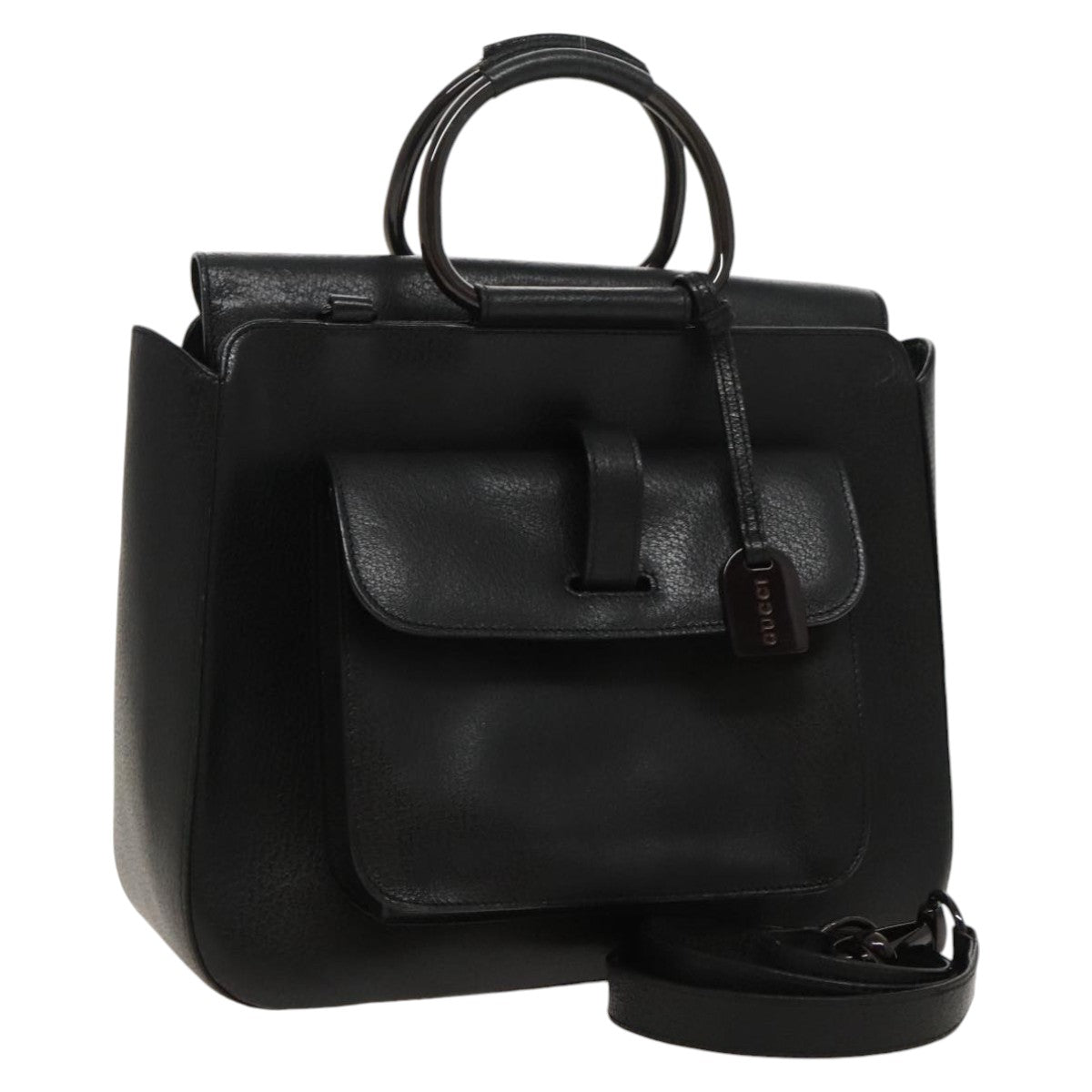 GUCCI Hand Bag Leather 2way Black 000 2058 0307 6 ar12725