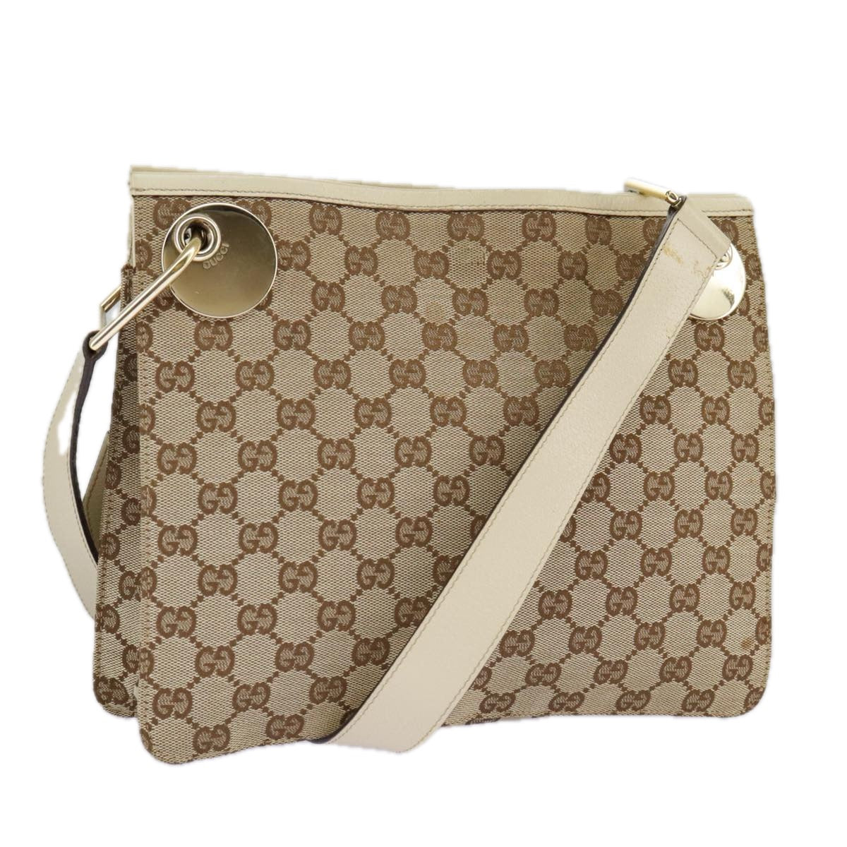 GUCCI GG Canvas Shoulder Bag Beige Cream Gold 120841 ar12809
