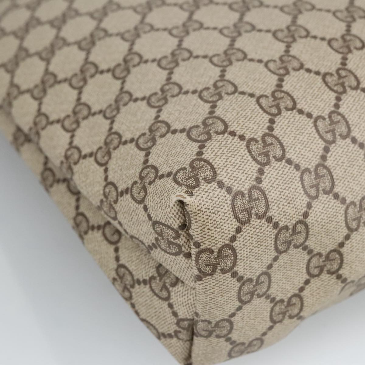 GUCCI GG Supreme Web Sherry Line Interlocking Tote Bag PVC Beige ar12821