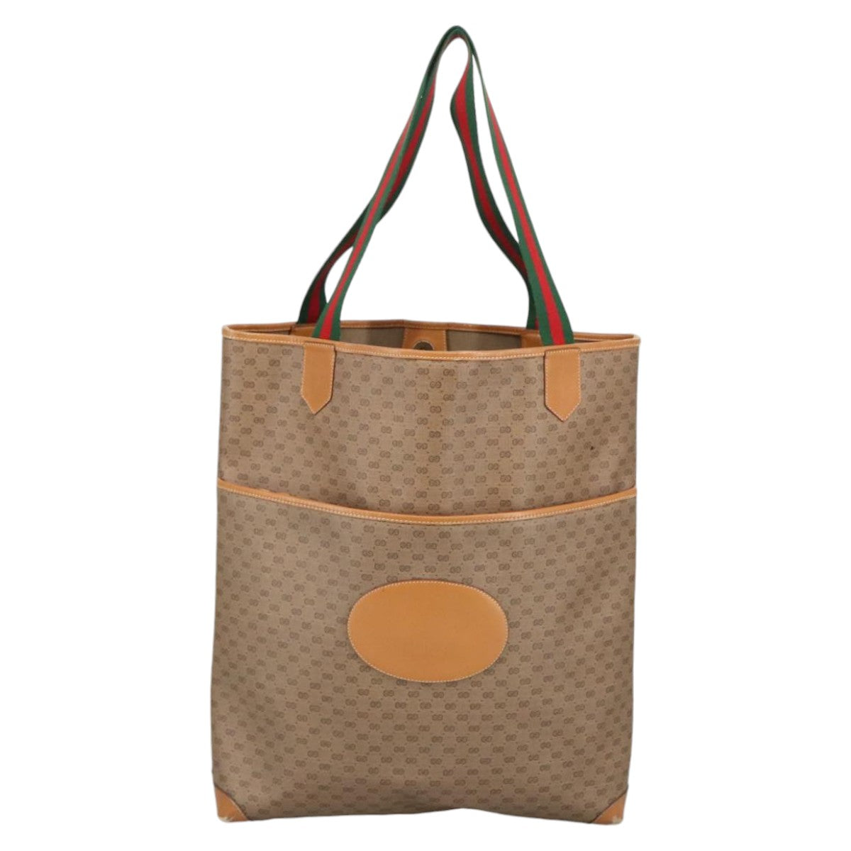 GUCCI Micro GG Supreme Web Sherry Line Tote Bag PVC Beige Red Green ar12946