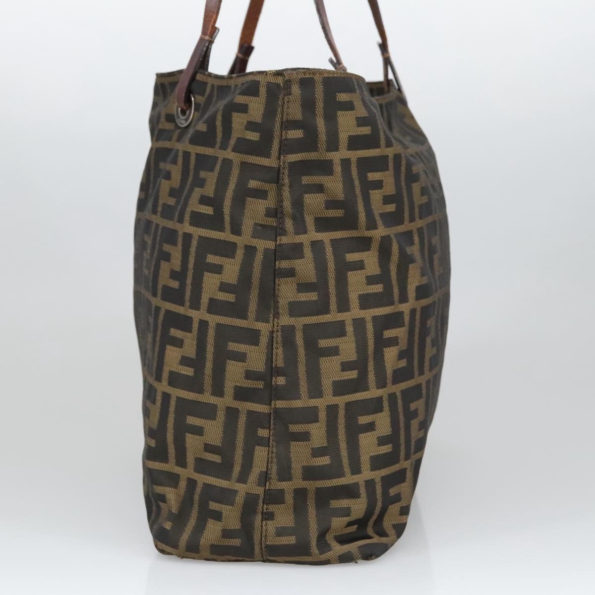 FENDI Zucca Canvas Tote Bag Brown Black ar12958