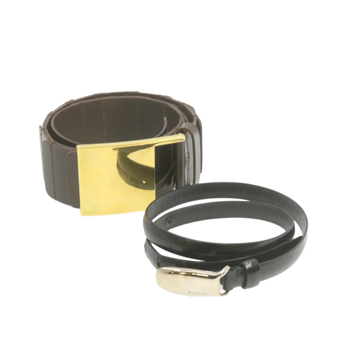 GUCCI Leather Belt 2Set Black Brown ar3661