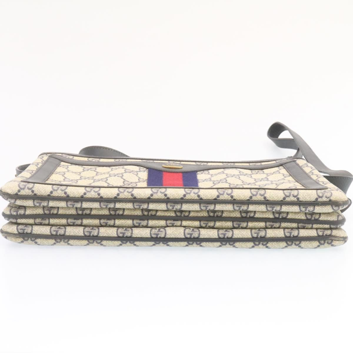 GUCCI Sherry Line GG Canvas Shoulder Bag PVC Leather Red Navy ar4424