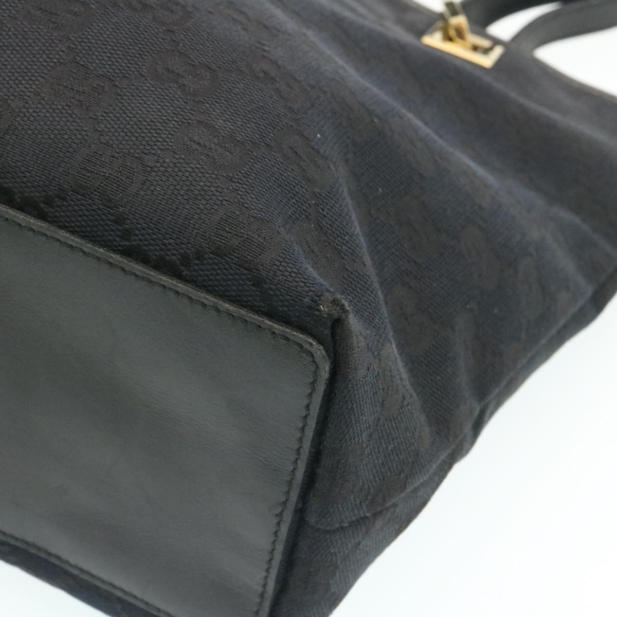 GUCCI GG Canvas Hand Bag Canvas Black ar5214