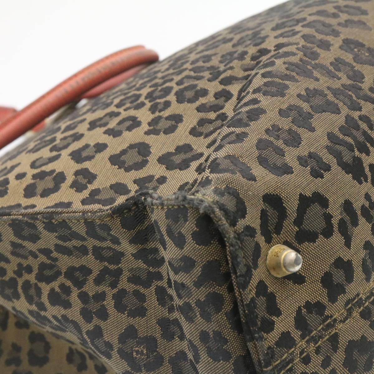 FENDI Panther Hand Bag Canvas Brown Black ar5672