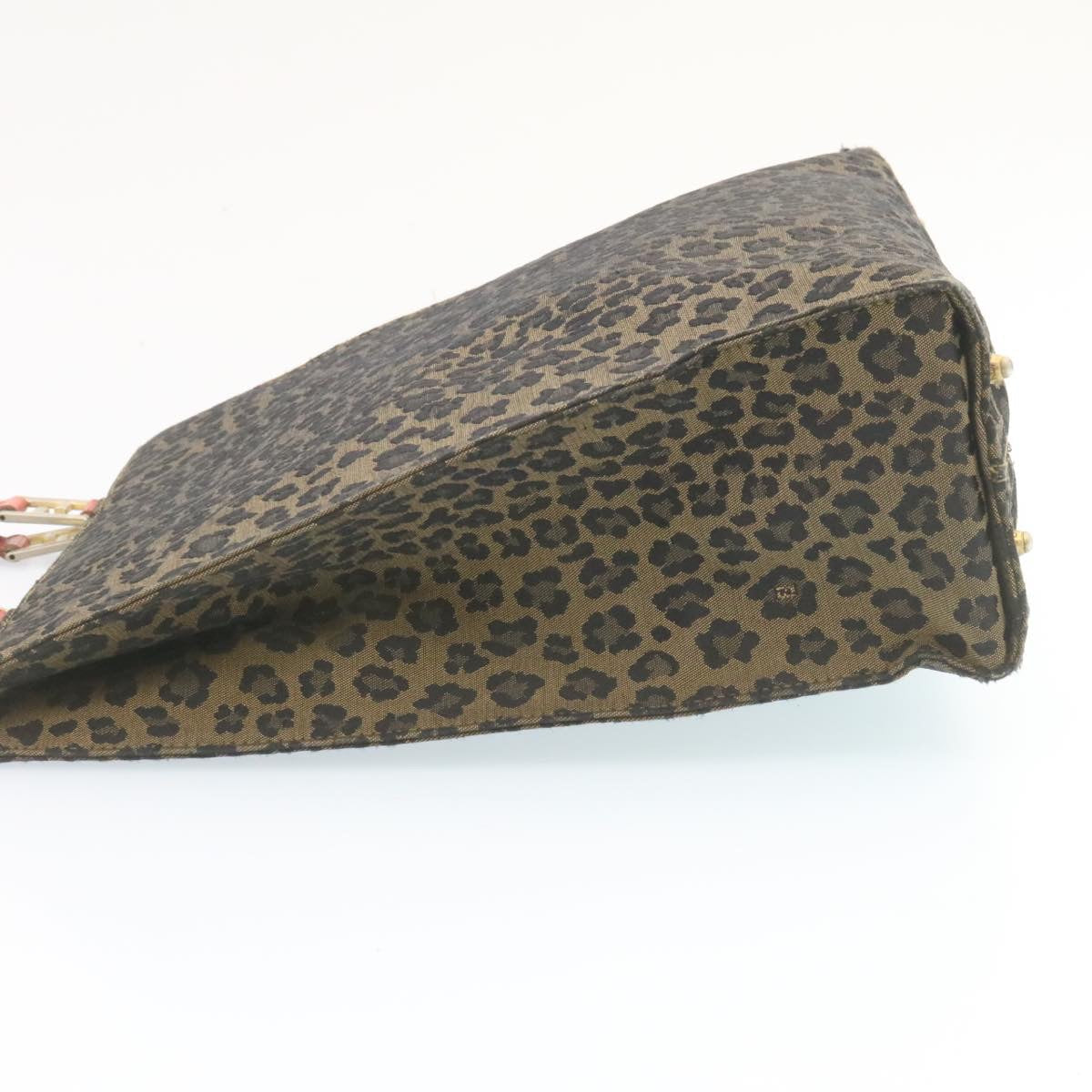 FENDI Panther Hand Bag Canvas Brown Black ar5672