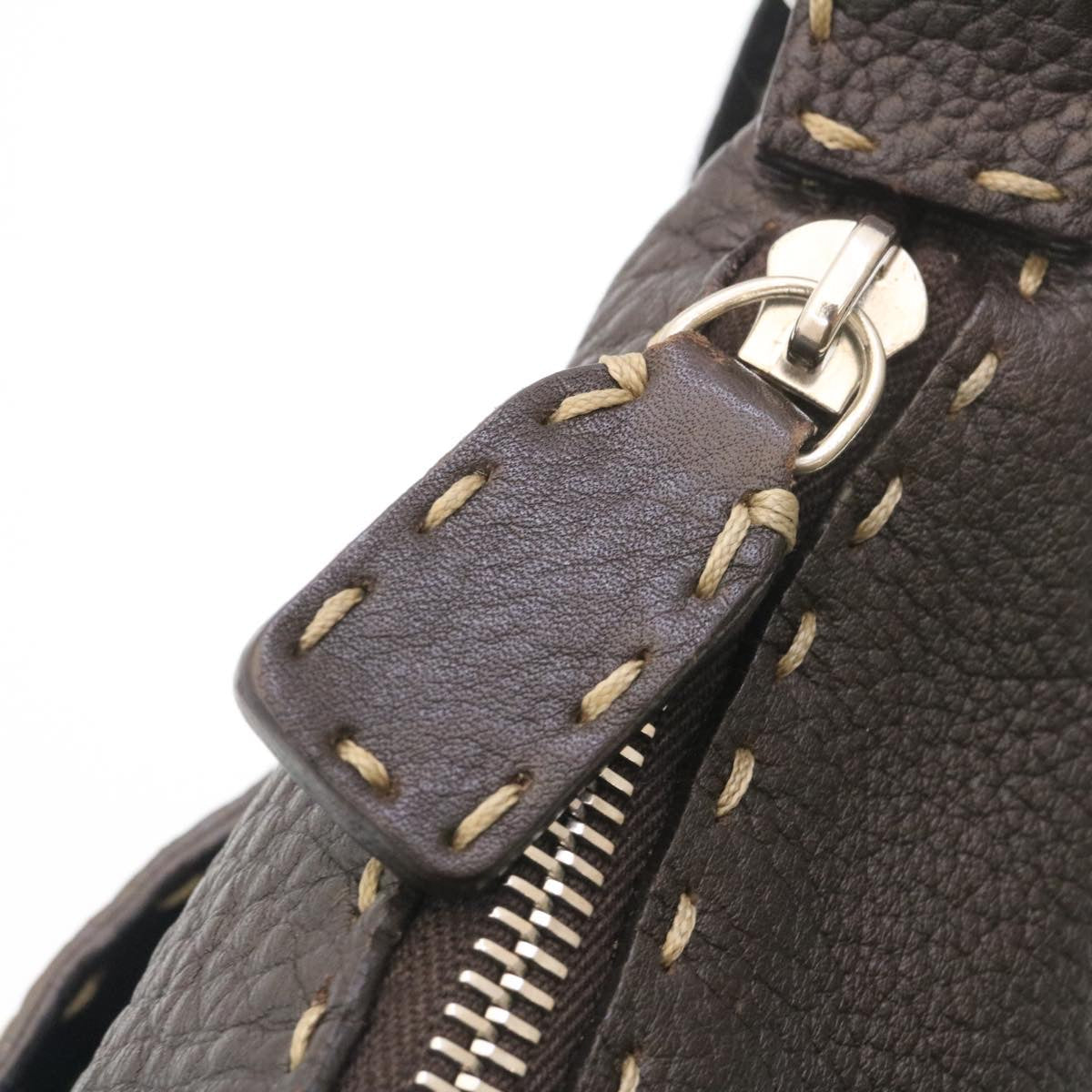 FENDI Shoulder Bag Leather Brown ar6319