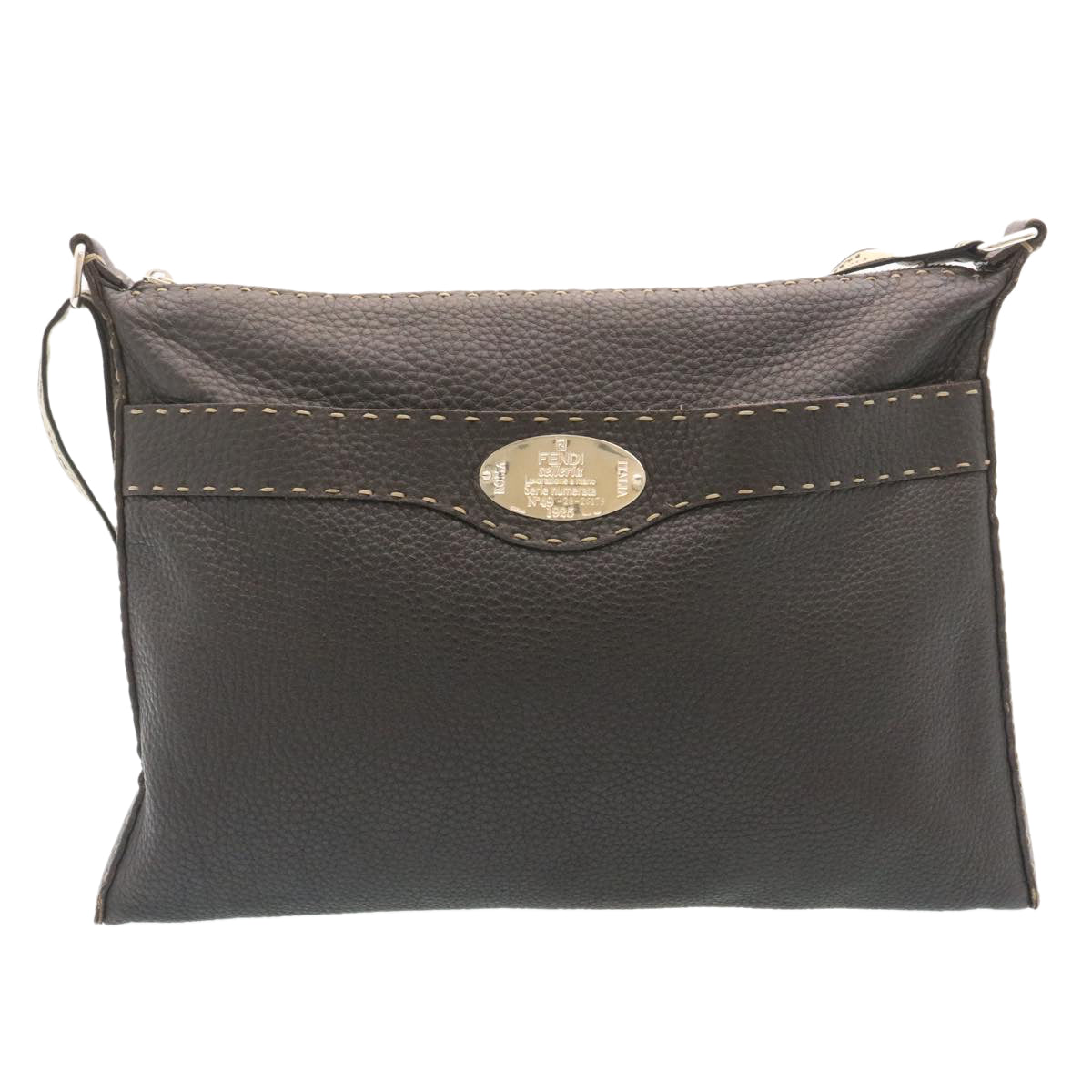 FENDI Shoulder Bag Leather Brown ar6319