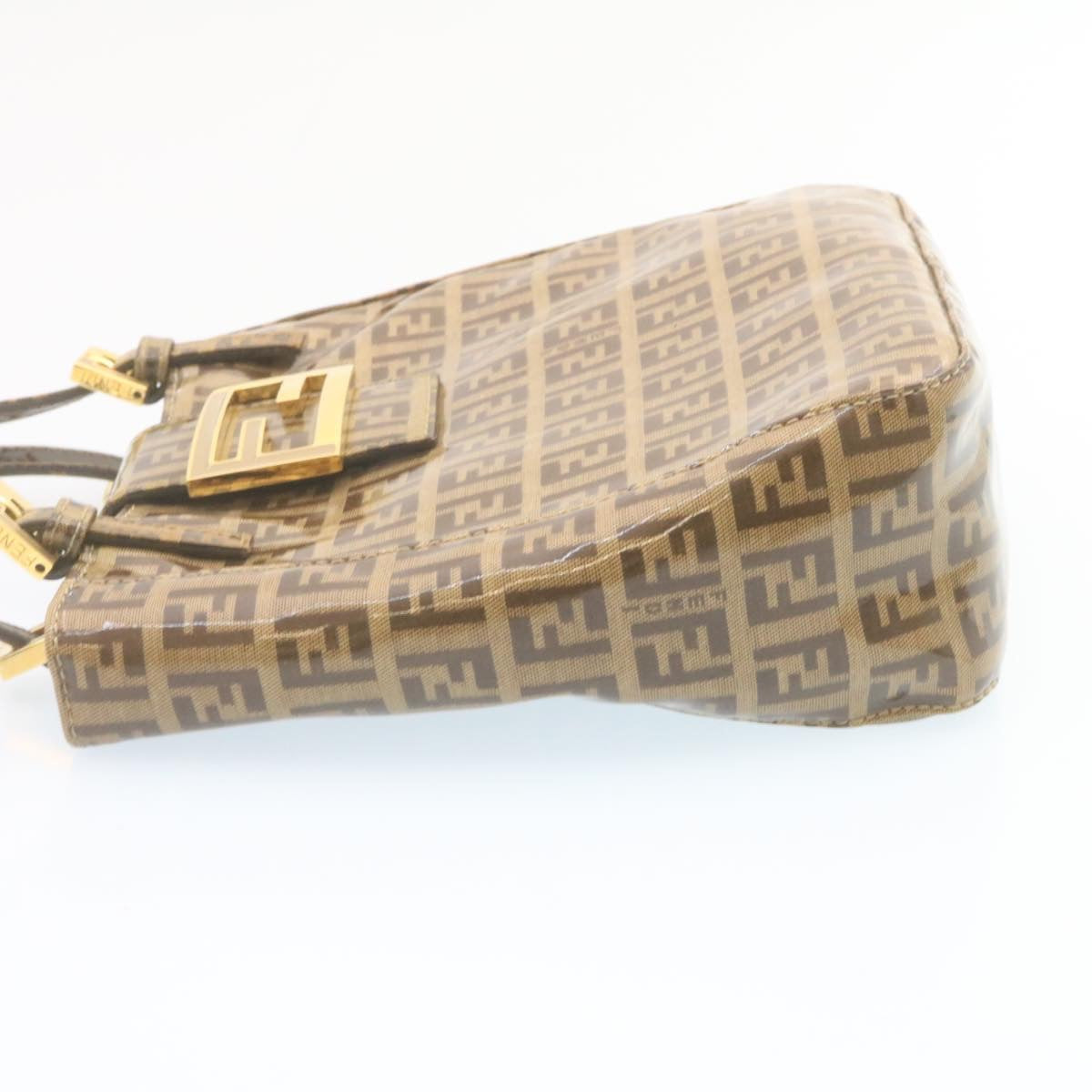 FENDI Zucchino Hand Bag Coated Canvas Brown ar6367