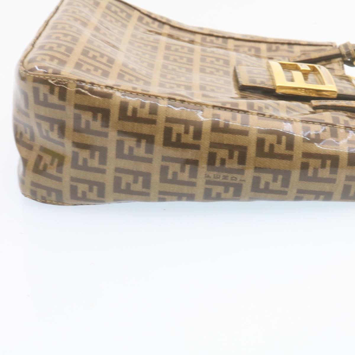 FENDI Zucchino Hand Bag Coated Canvas Brown ar6367