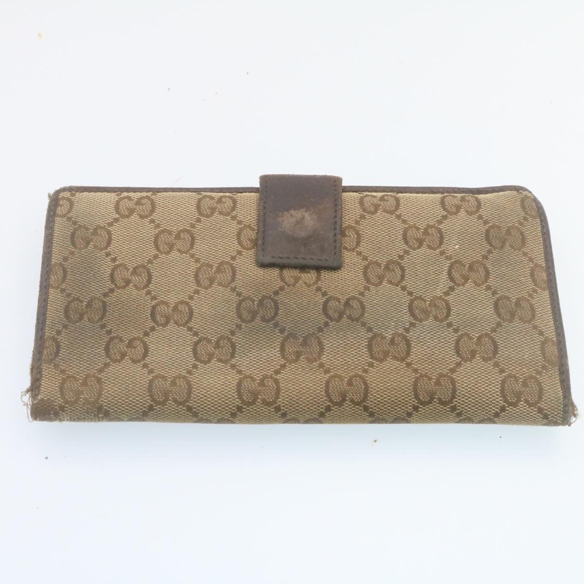 GUCCI GG Canvas Long Wallet Leather 6Set Black Brown ar6414