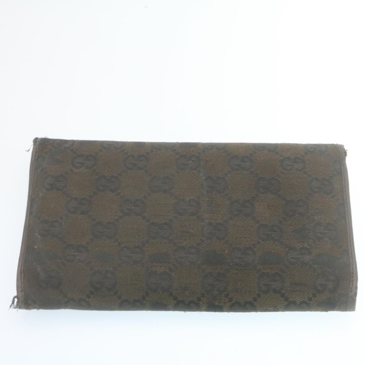 GUCCI GG Canvas Long Wallet Leather 6Set Black Brown ar6414