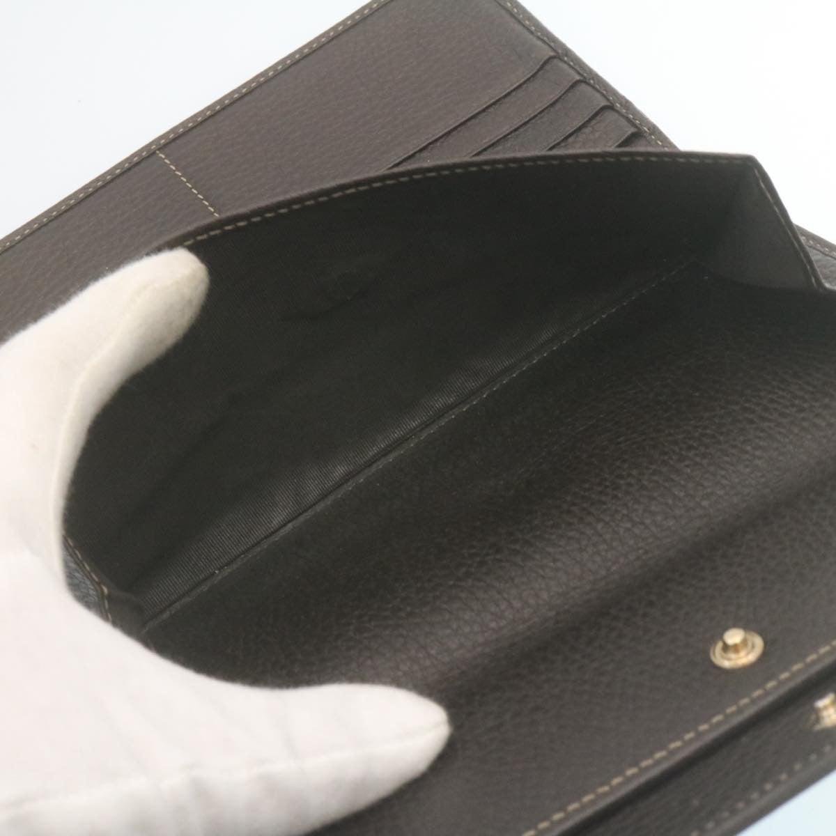 GUCCI GG Canvas Long Wallet Leather 6Set Black Brown ar6414