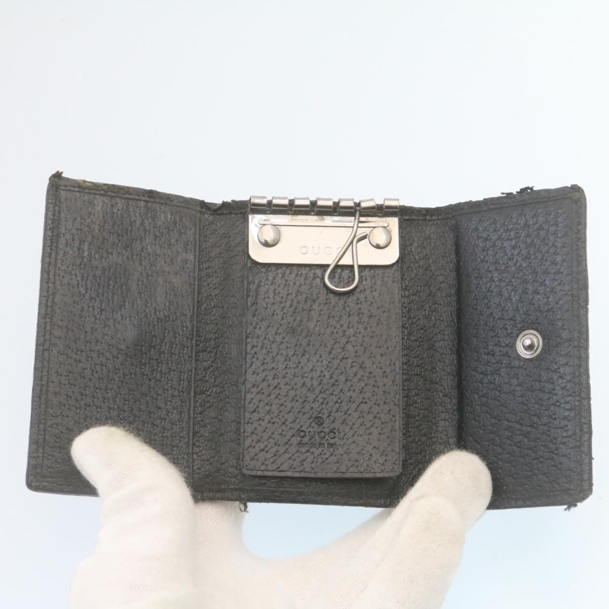 GUCCI GG Canvas Key Case Leather 6Set Black White ar6421