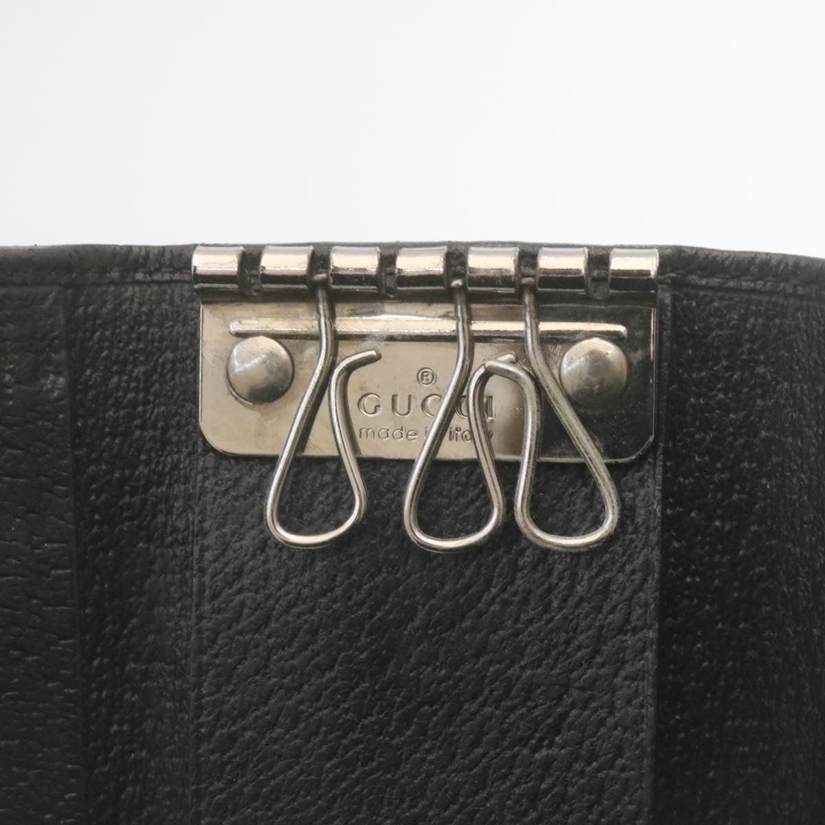 GUCCI GG Canvas Key Case Leather 6Set Black White ar6421