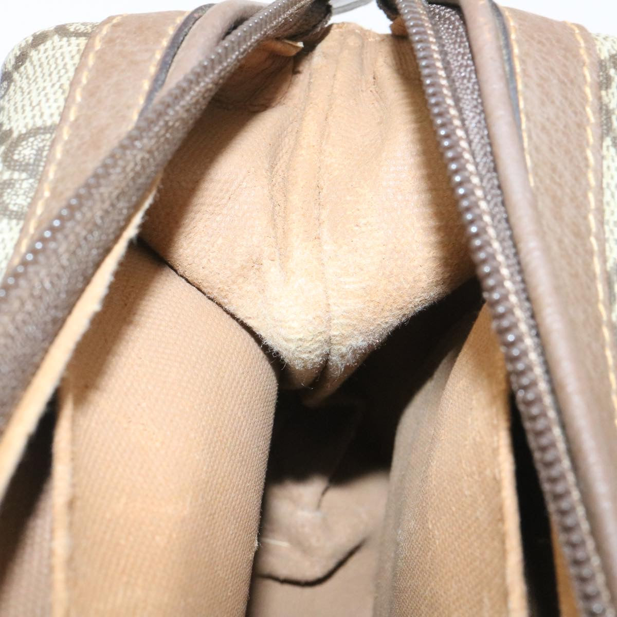 GUCCI GG Canvas Pouch PVC Leather Beige ar6441