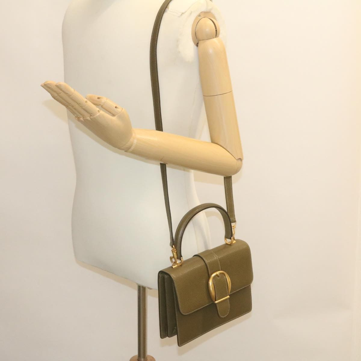 GUCCI Hand Bag Leather 2Way Green ar6613