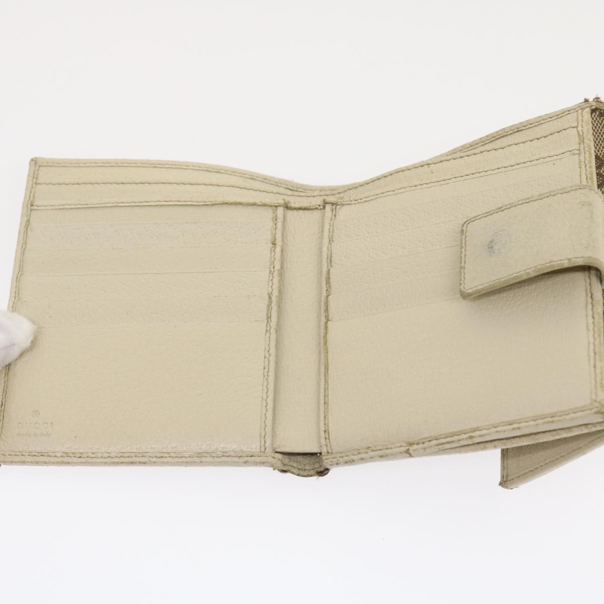 GUCCI GG Canvas Wallet Leather 7Set Beige Black ar6790