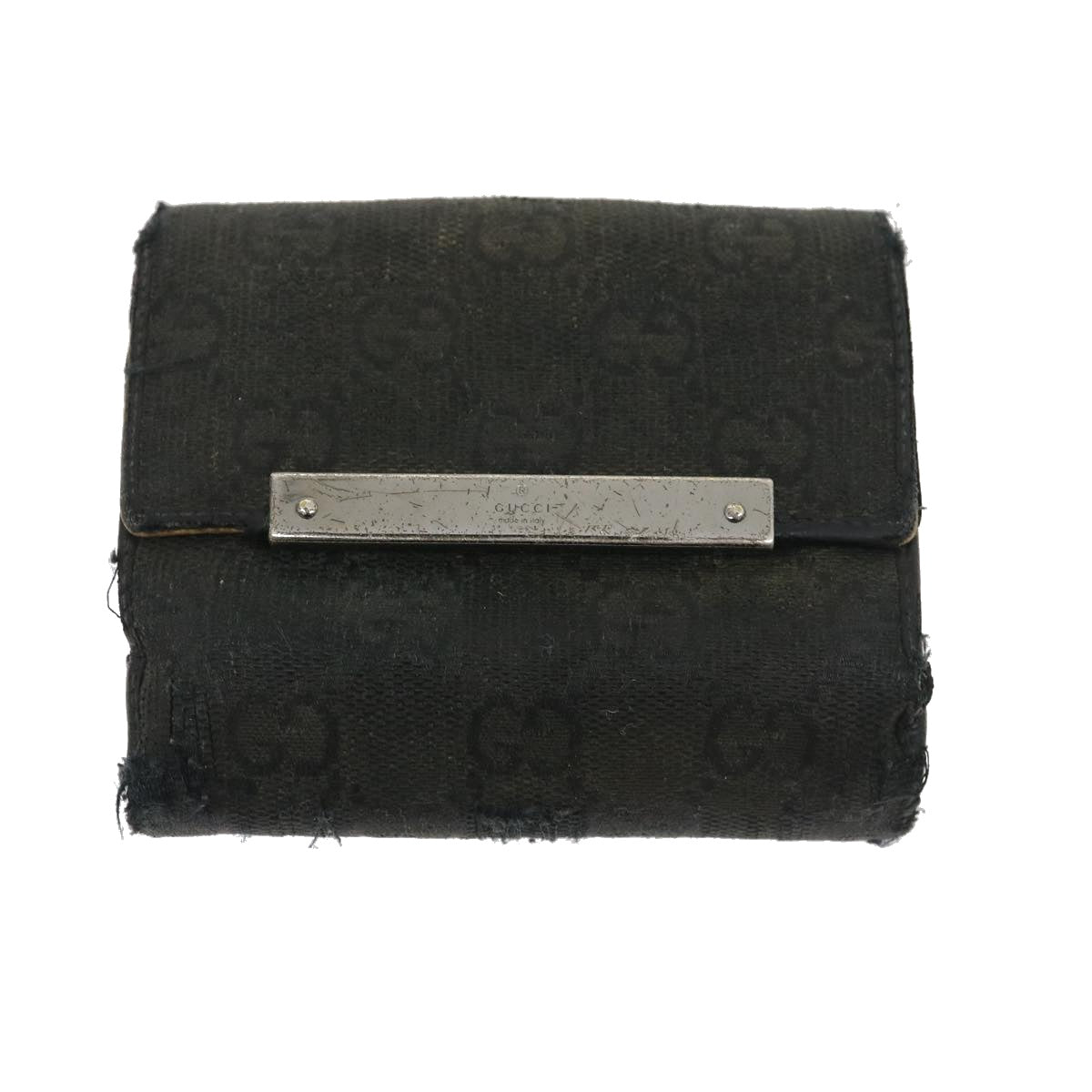GUCCI GG Canvas Wallet Leather 7Set Beige Black ar6790