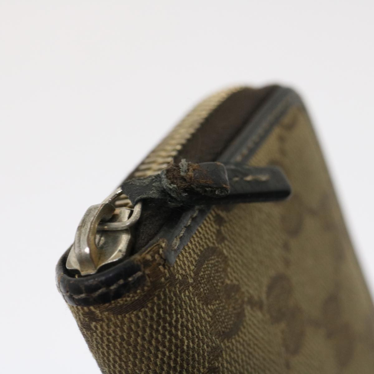 GUCCI GG Canvas Wallet Leather 7Set Beige Black ar6790
