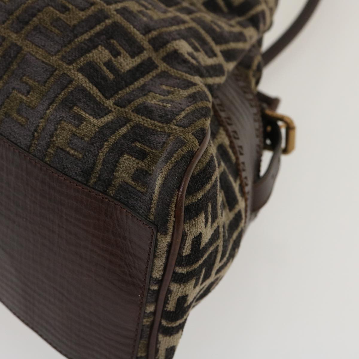 FENDI Zucca Canvas Tote Bag Velor Brown Black ar6954