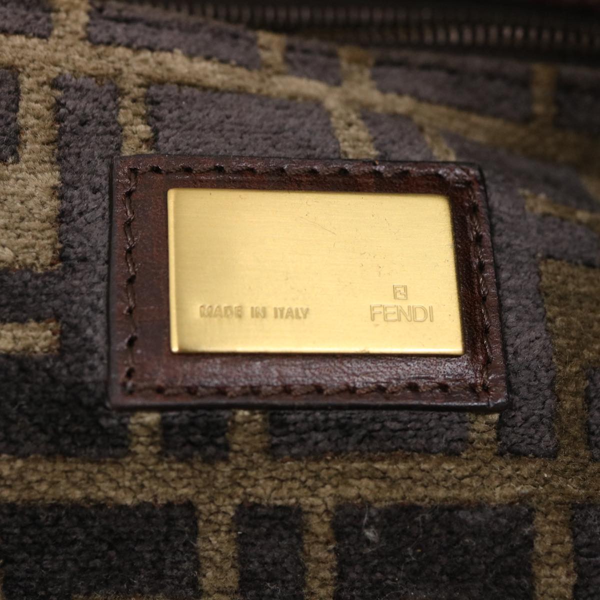 FENDI Zucca Canvas Tote Bag Velor Brown Black ar6954