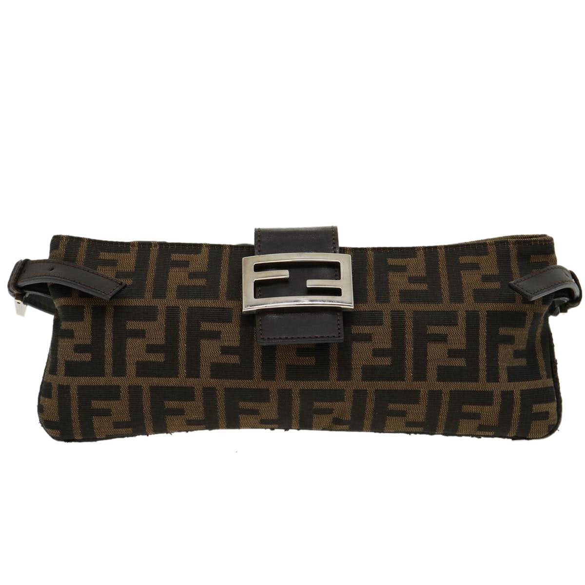 FENDI Zucca Canvas Mamma Baguette Shoulder Bag Black Brown ar7113