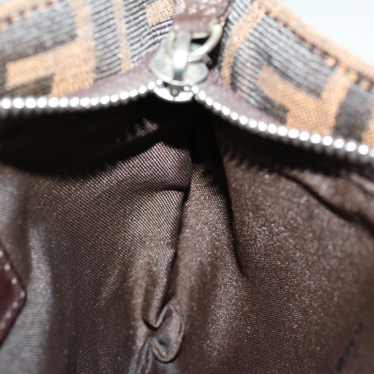 FENDI Zucca Canvas Mamma Baguette Shoulder Bag Black Brown ar7113