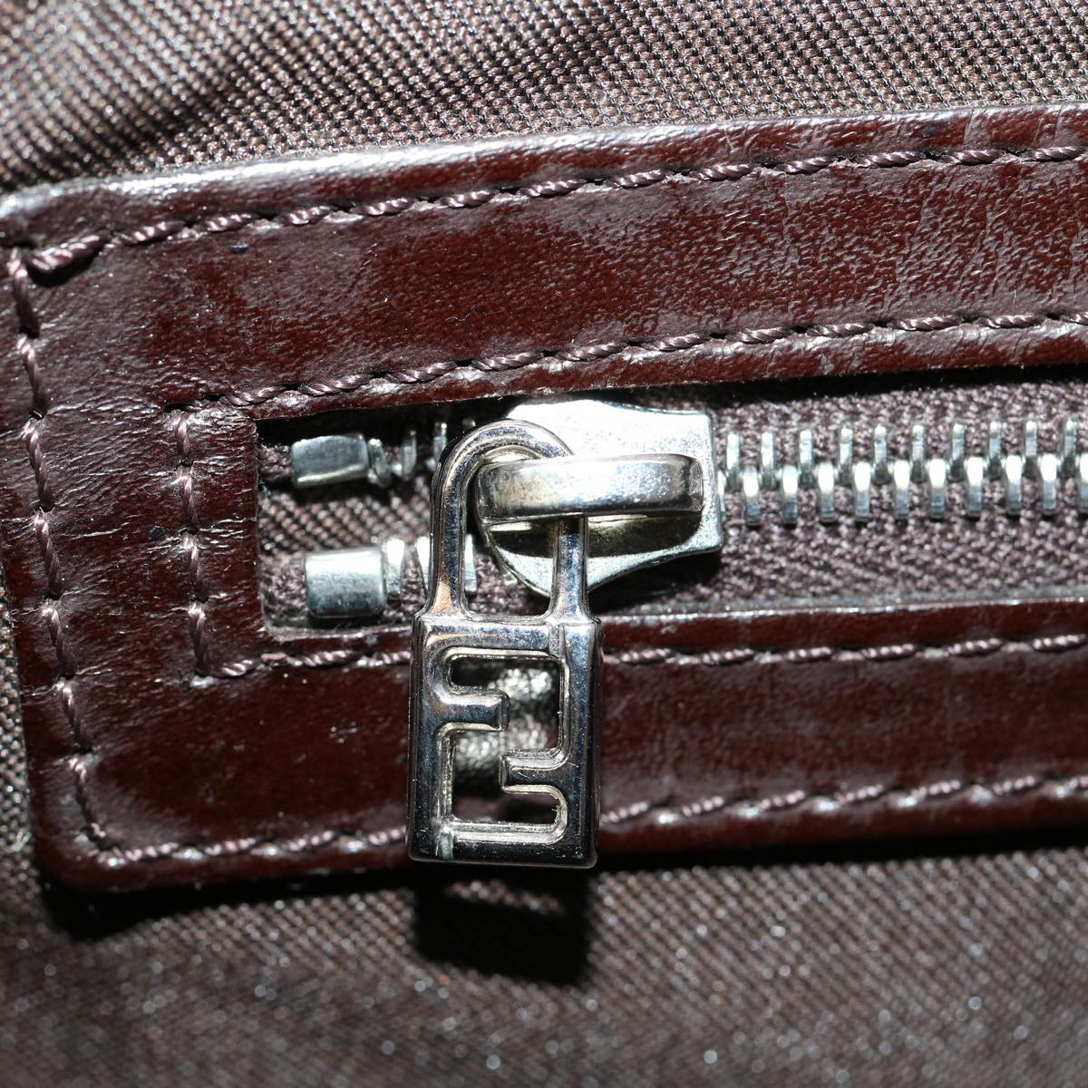FENDI Zucca Canvas Mamma Baguette Shoulder Bag Black Brown ar7113