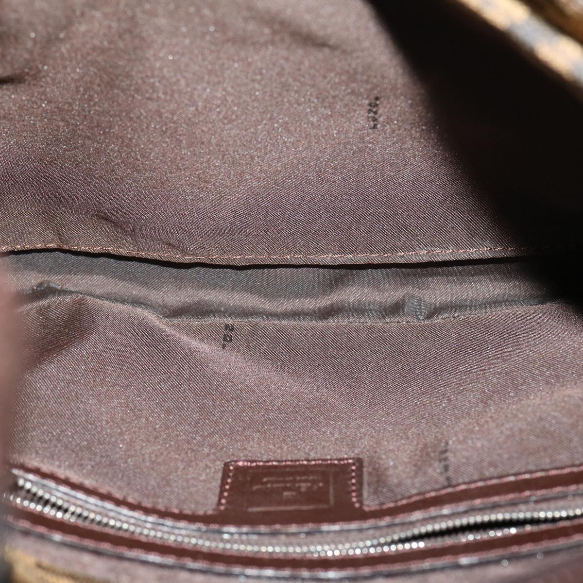 FENDI Zucca Canvas Mamma Baguette Shoulder Bag Brown Black ar7182A
