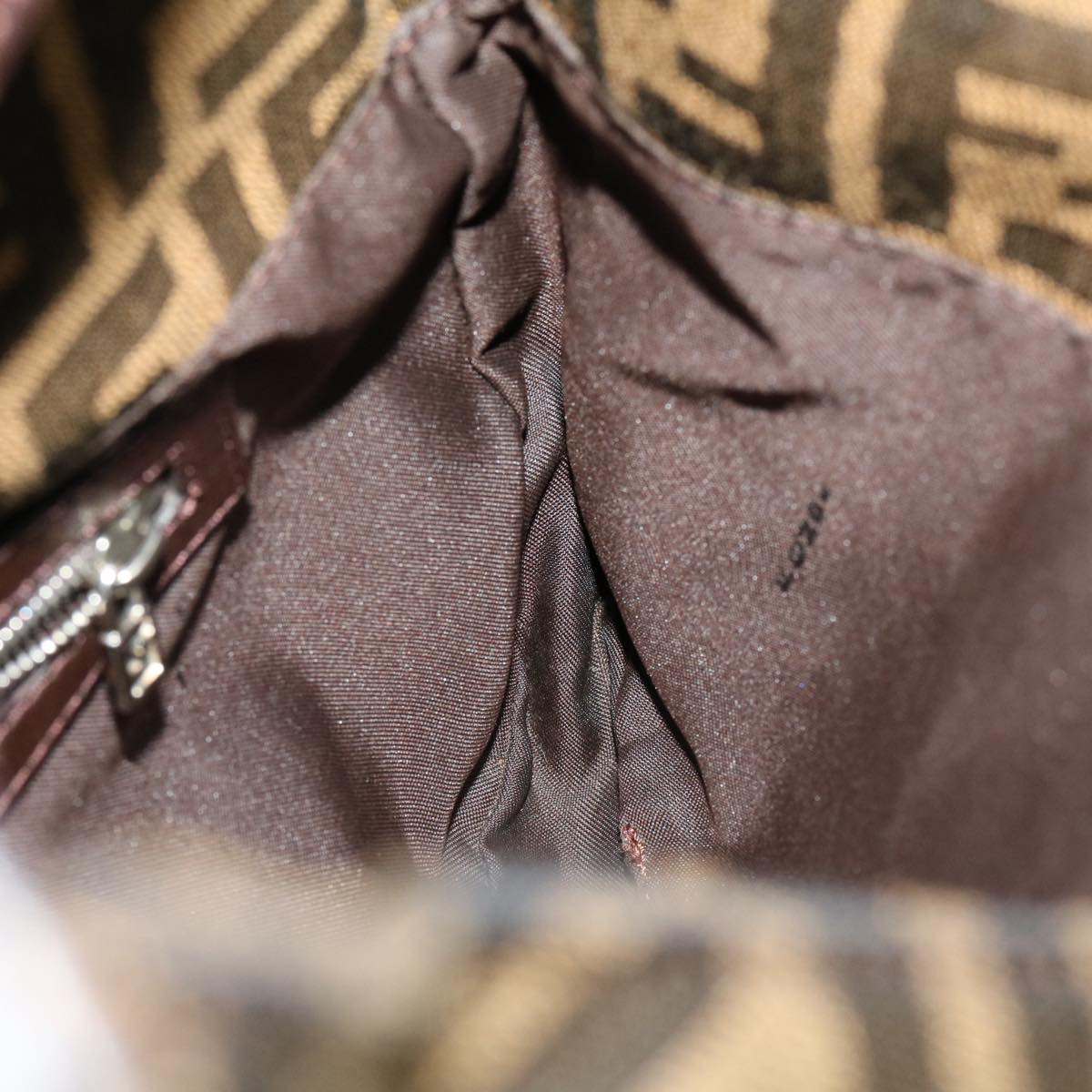 FENDI Zucca Canvas Mamma Baguette Shoulder Bag Brown Black ar7182A