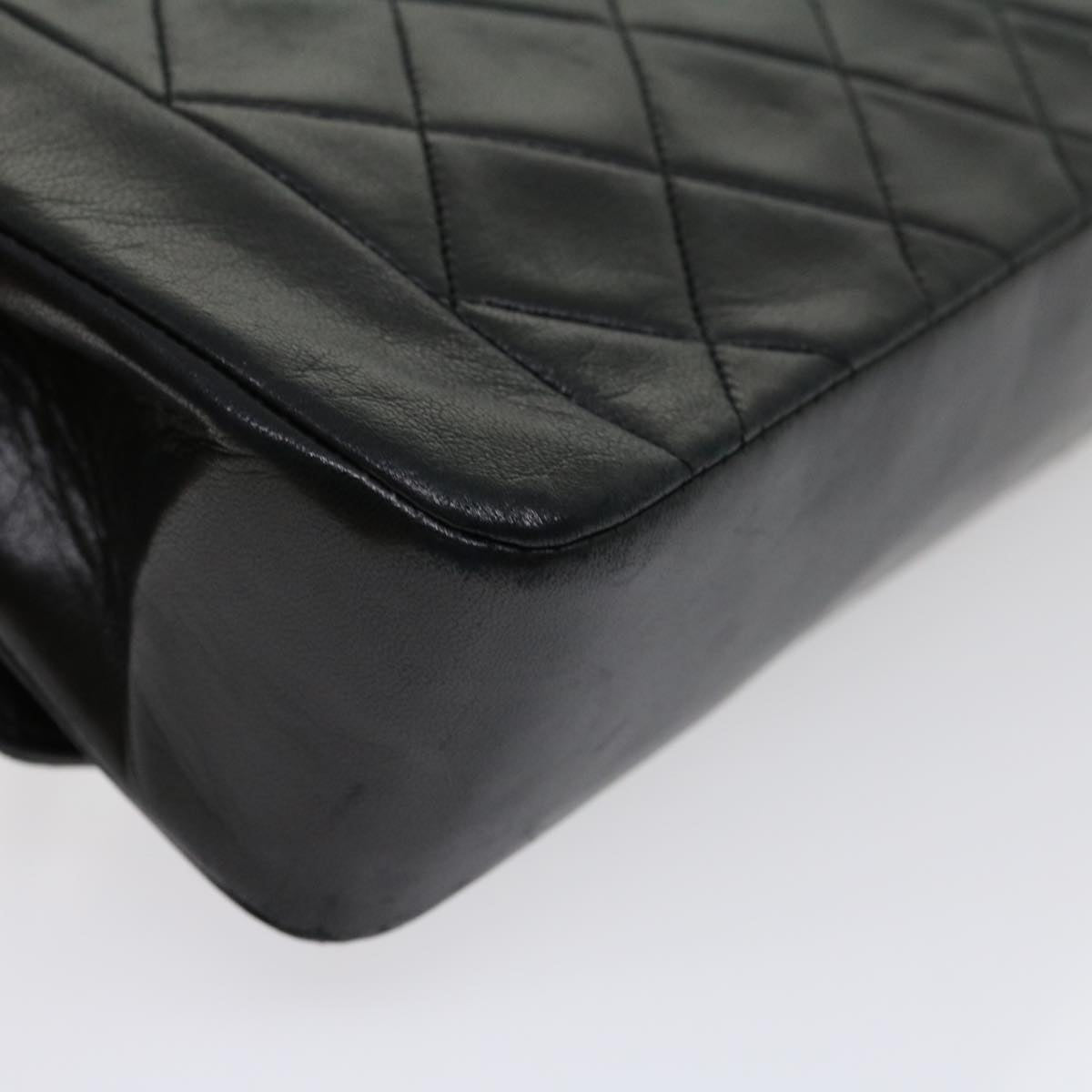 CHANEL Matelasse Diana Turn Lock Chain Shoulder Bag Lamb Skin Black ar7368A