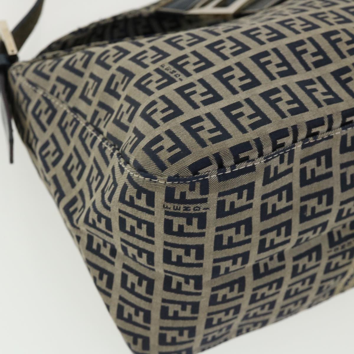 FENDI Zucca Canvas Mamma Baguette Shoulder Bag Navy ar7934