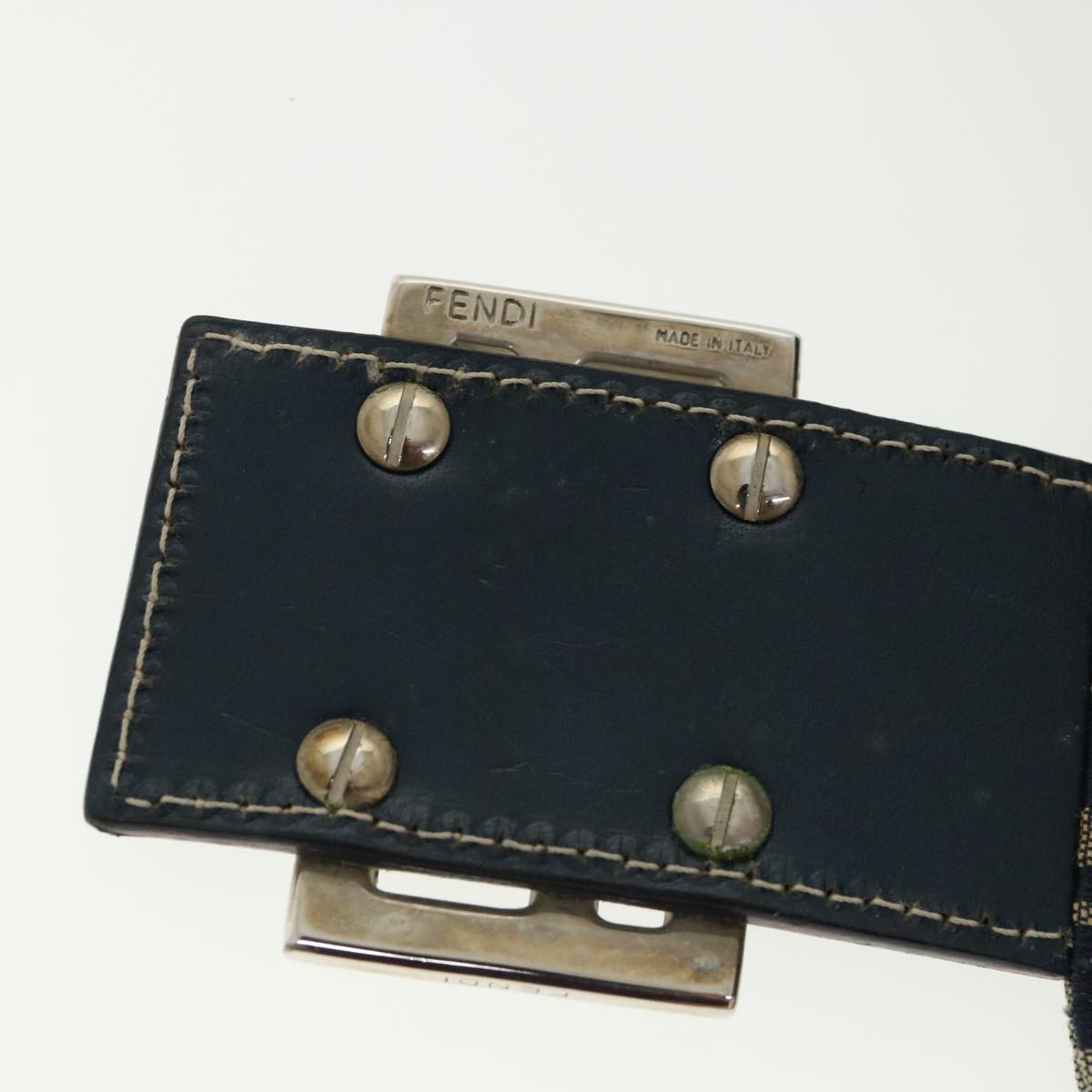 FENDI Zucca Canvas Mamma Baguette Shoulder Bag Navy ar7934