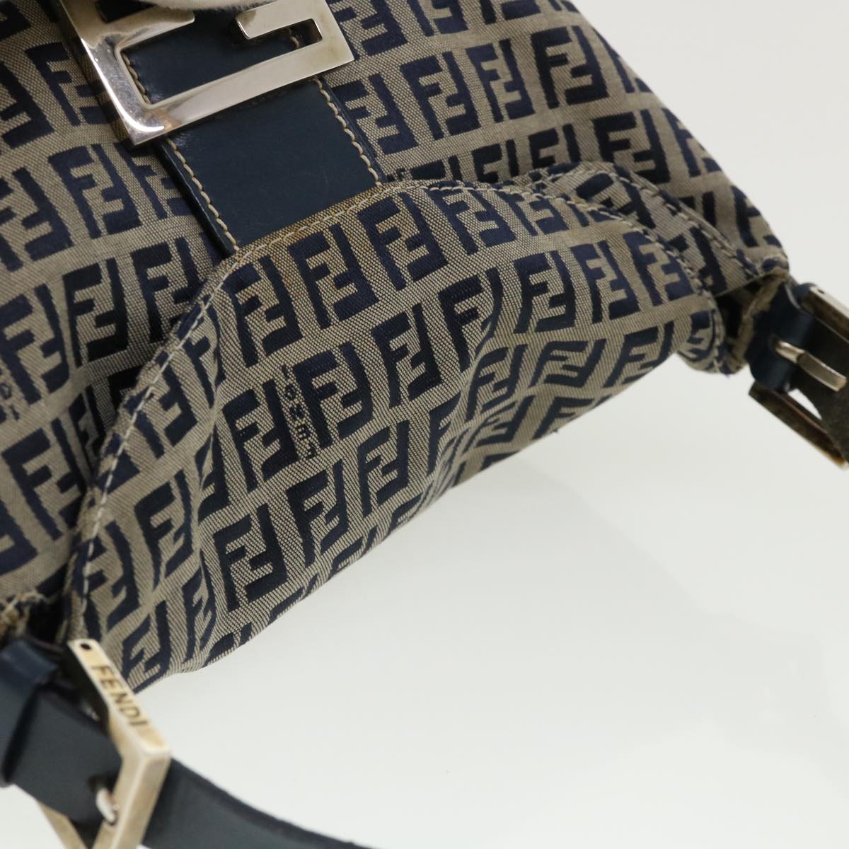 FENDI Zucca Canvas Mamma Baguette Shoulder Bag Navy ar7934