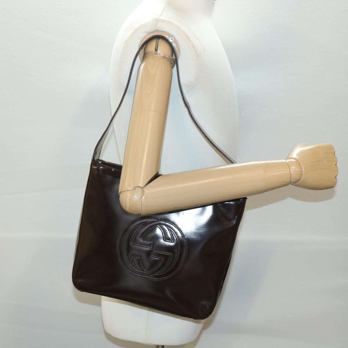 GUCCI Shoulder Bag Leather Brown ar8371