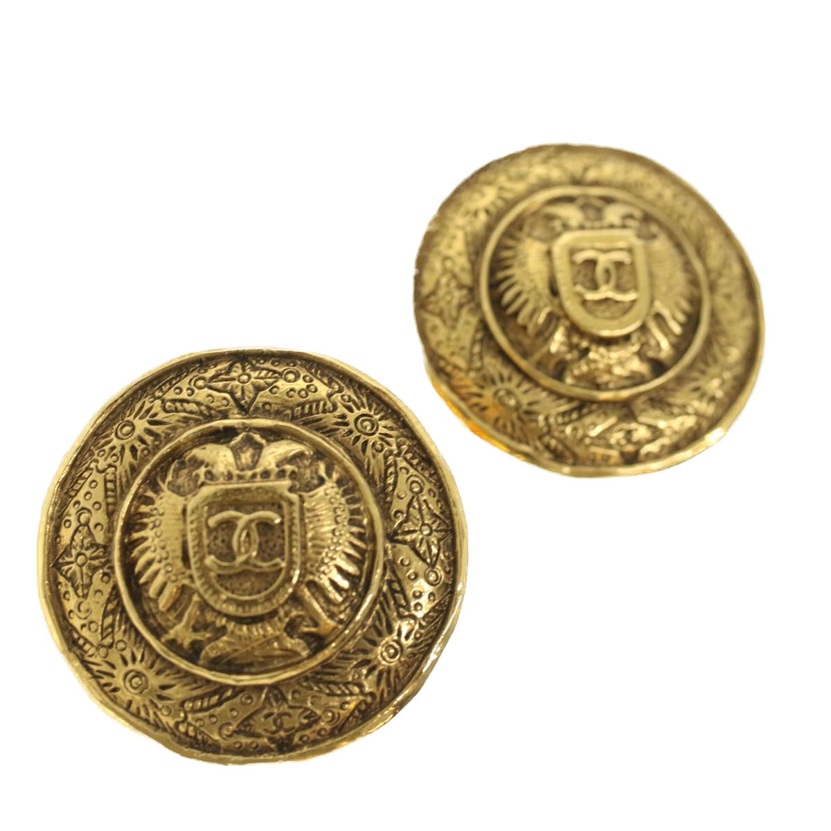 CHANEL Earring Gold Tone CC ar8383