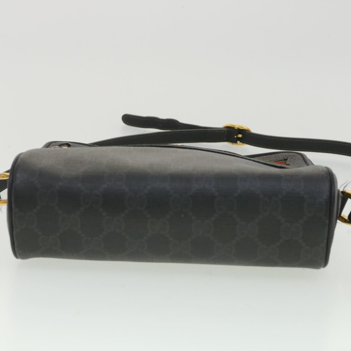 GUCCI GG Canvas Web Sherry Line Shoulder Bag Black Red 119.02.087 ar8721