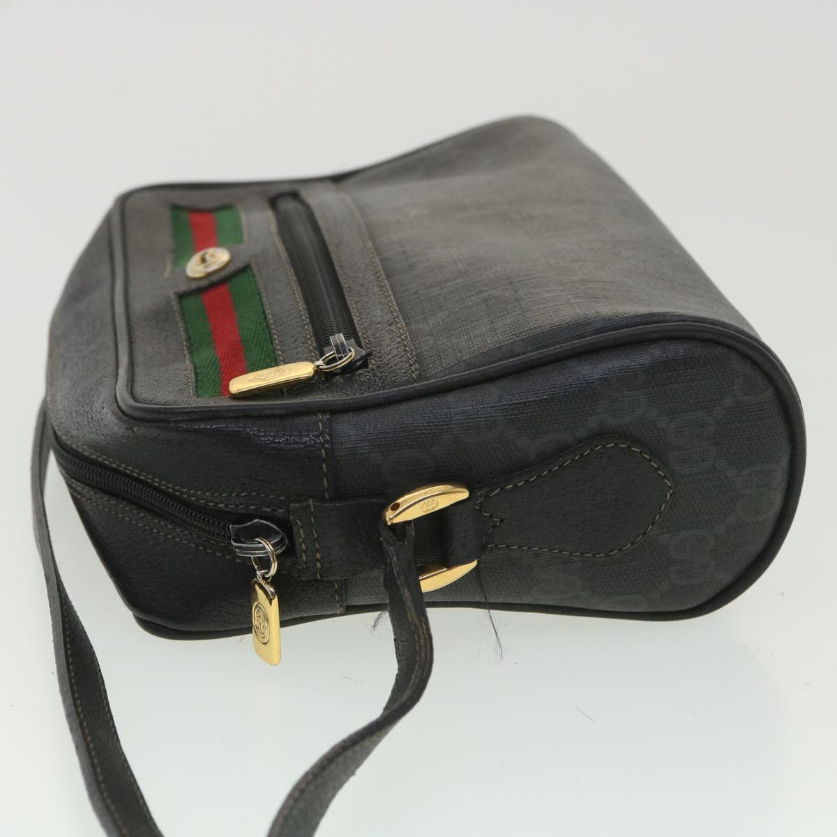 GUCCI GG Canvas Web Sherry Line Shoulder Bag Black Red 119.02.087 ar8721