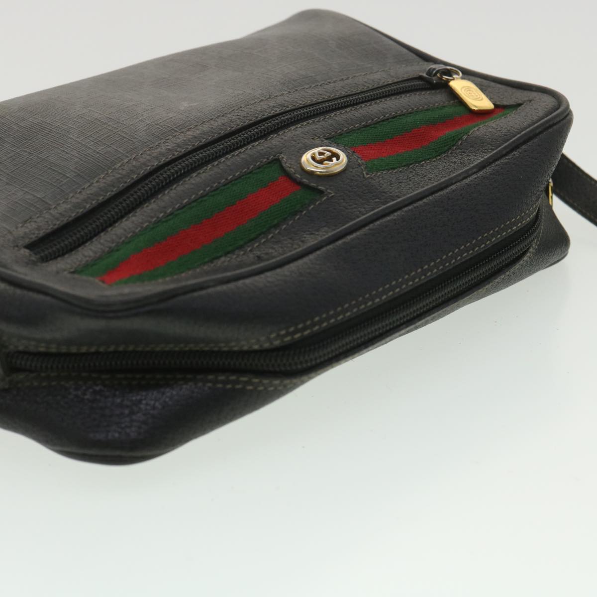 GUCCI GG Canvas Web Sherry Line Shoulder Bag Black Red 119.02.087 ar8721