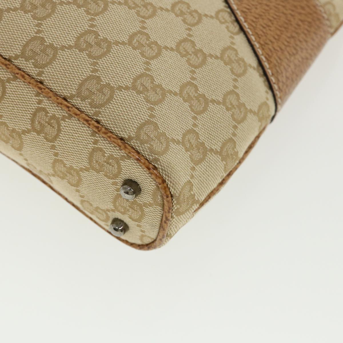 GUCCI GG Canvas Hand Bag Canvas Beige Brown 113015 ar8857
