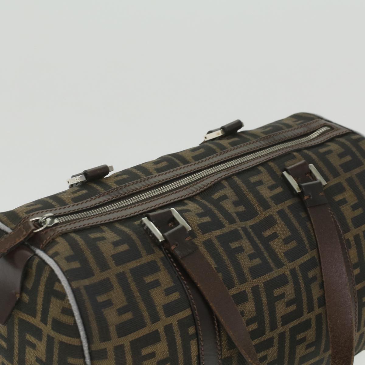 FENDI Zucca Canvas Boston Bag Brown Black 16327 ar8880