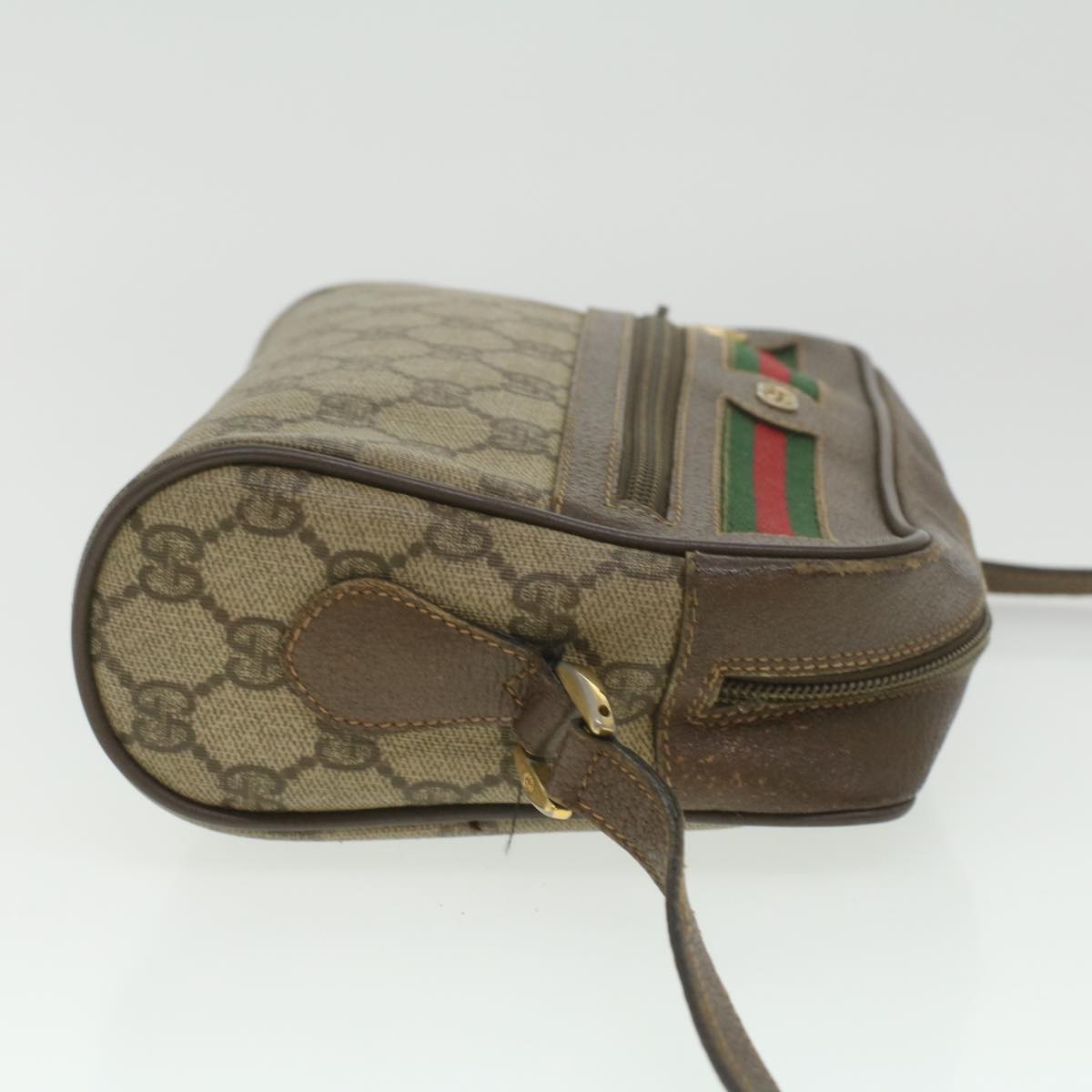 GUCCI GG Canvas Web Sherry Line Shoulder Bag Beige Red Green ar8987