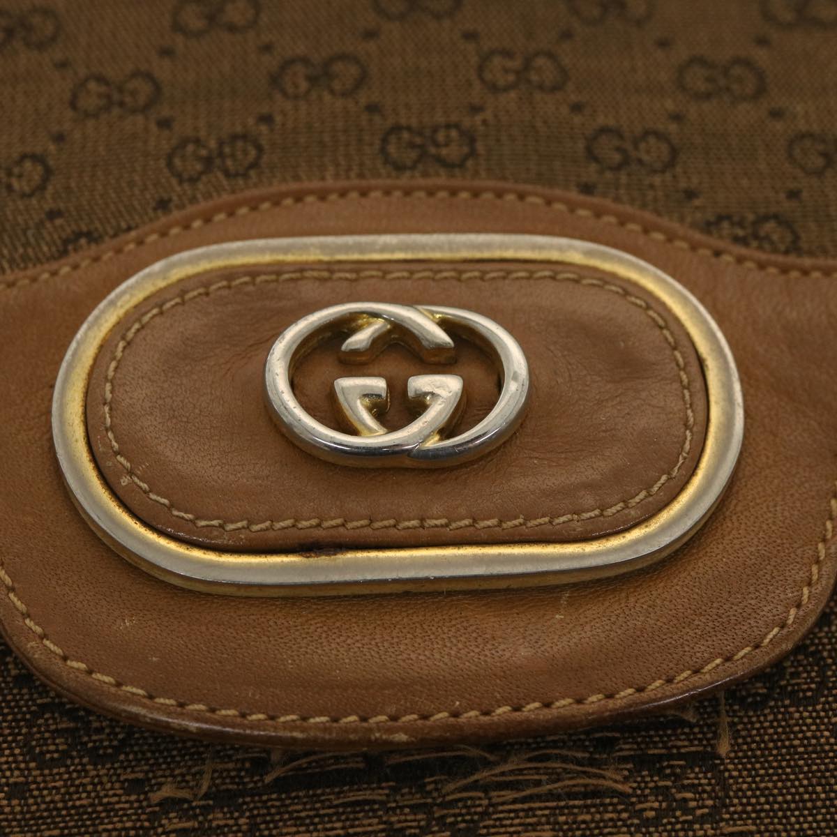 GUCCI Micro GG Canvas Shoulder Bag Beige Brown ar9061