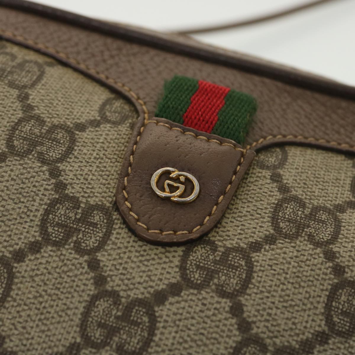 GUCCI GG Canvas Web Sherry Line Shoulder Bag Beige Red 007.754.6112 ar9145
