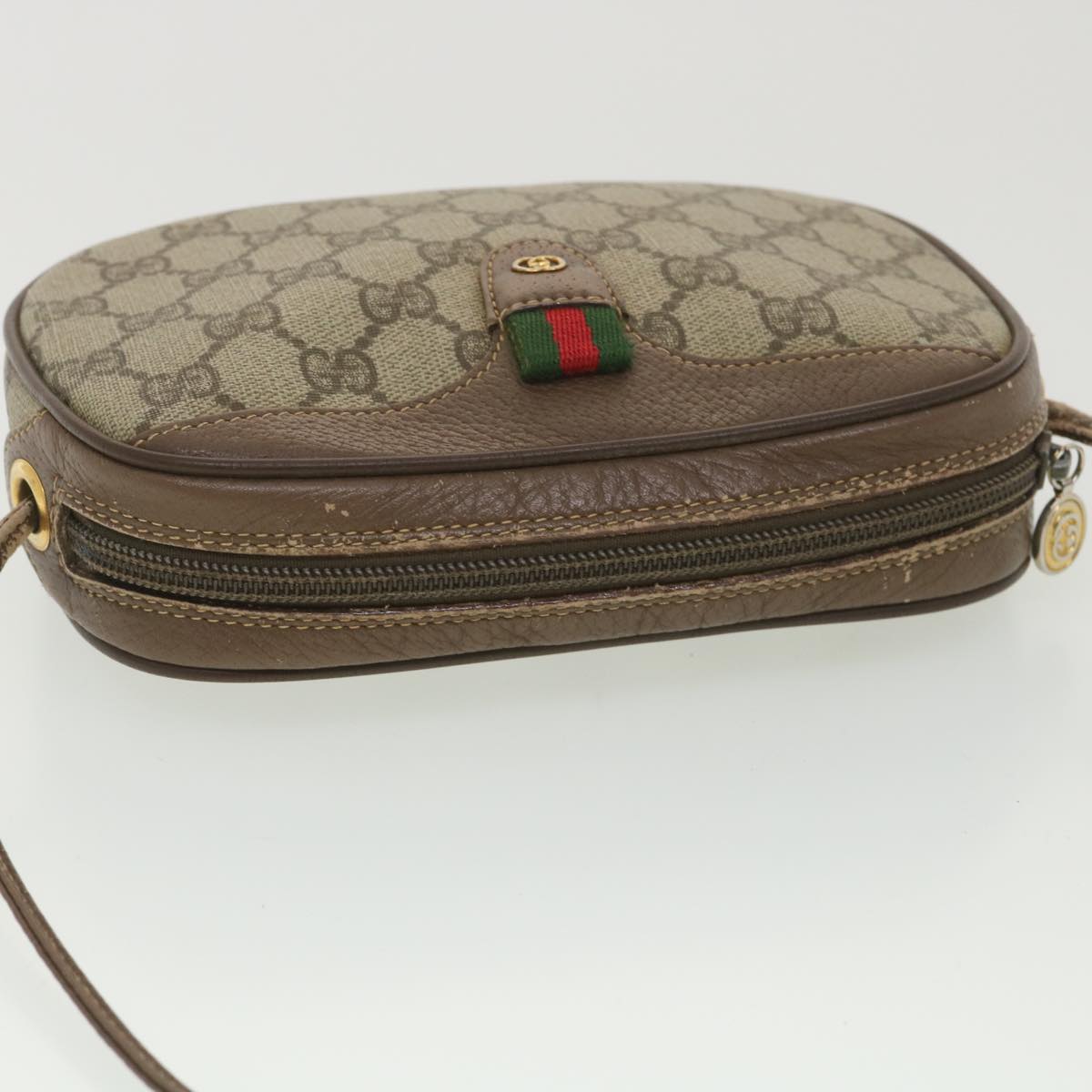GUCCI GG Canvas Web Sherry Line Shoulder Bag Beige Red 007.754.6112 ar9145