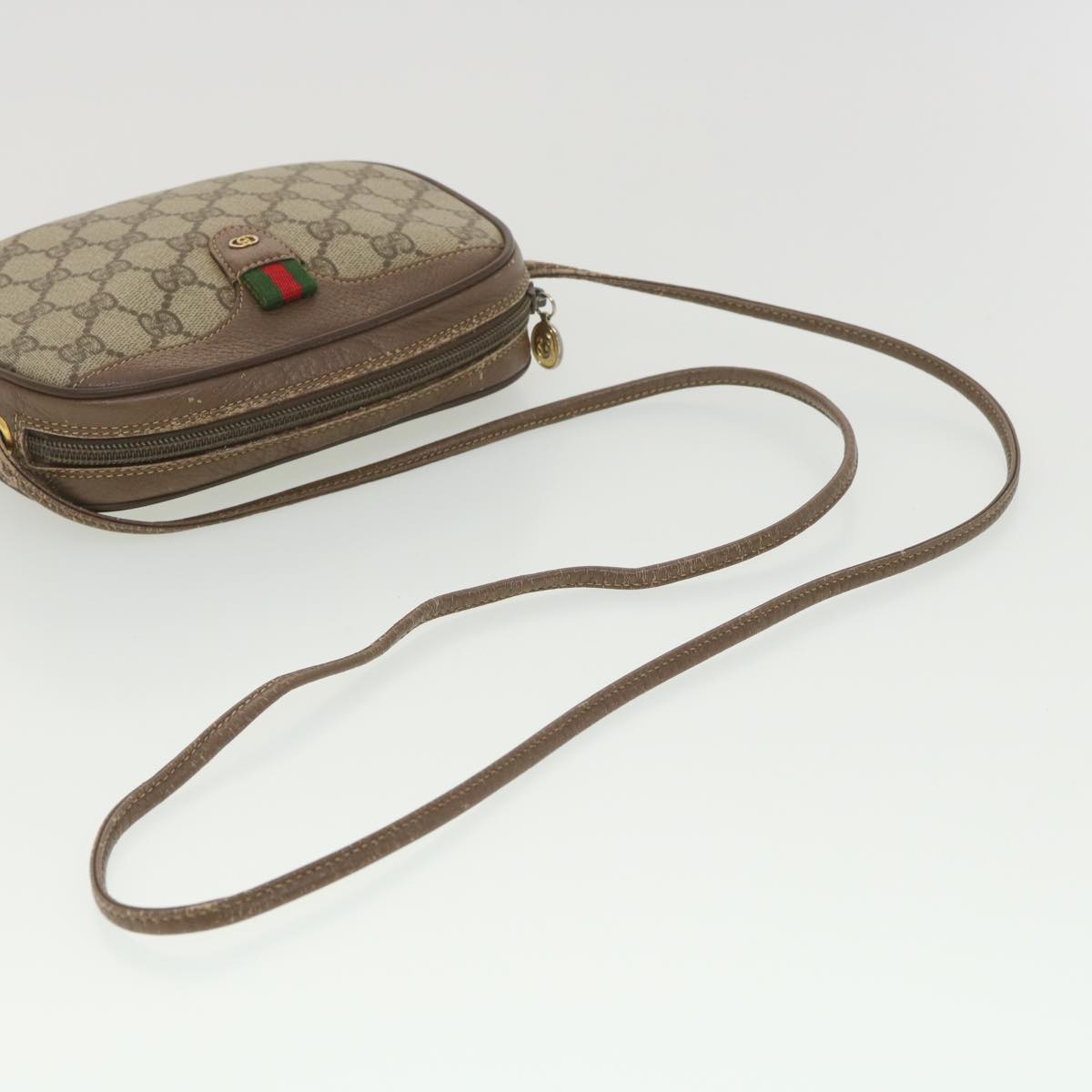 GUCCI GG Canvas Web Sherry Line Shoulder Bag Beige Red 007.754.6112 ar9145