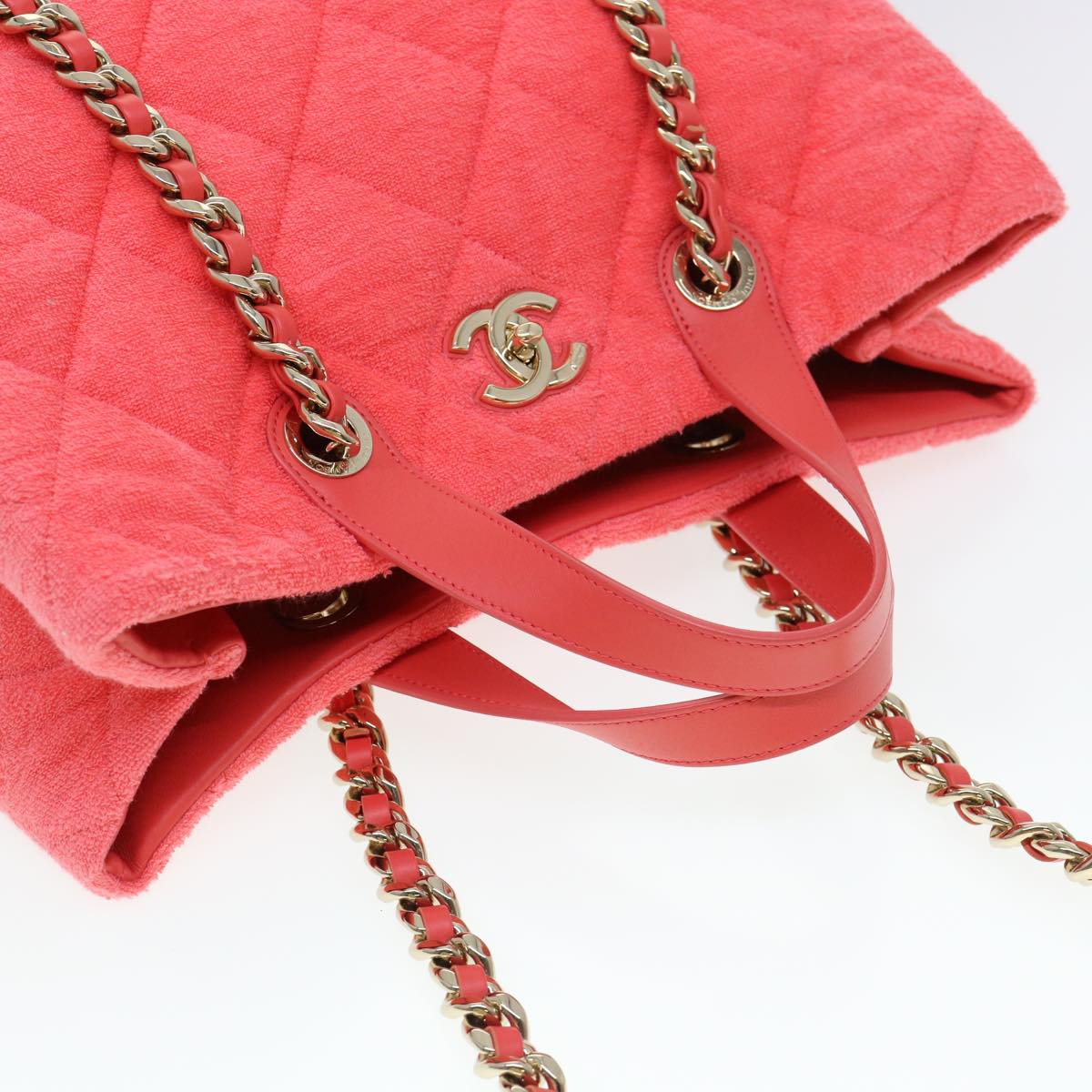 CHANEL Chain Hand Bag Pile 2way Pink CC ar9158A
