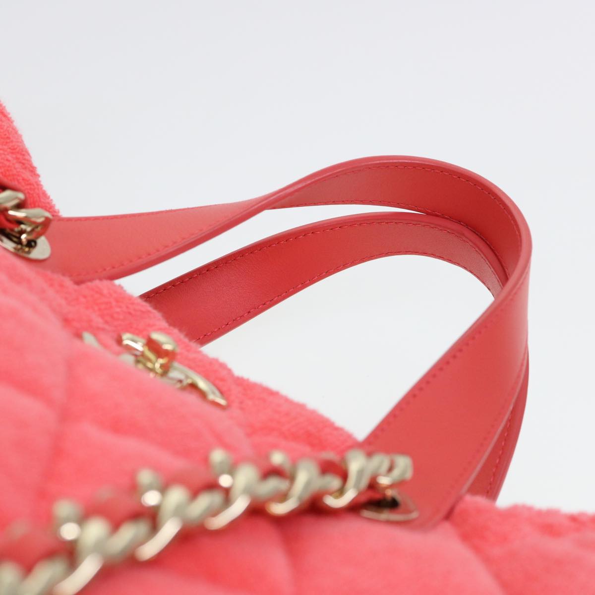 CHANEL Chain Hand Bag Pile 2way Pink CC ar9158A